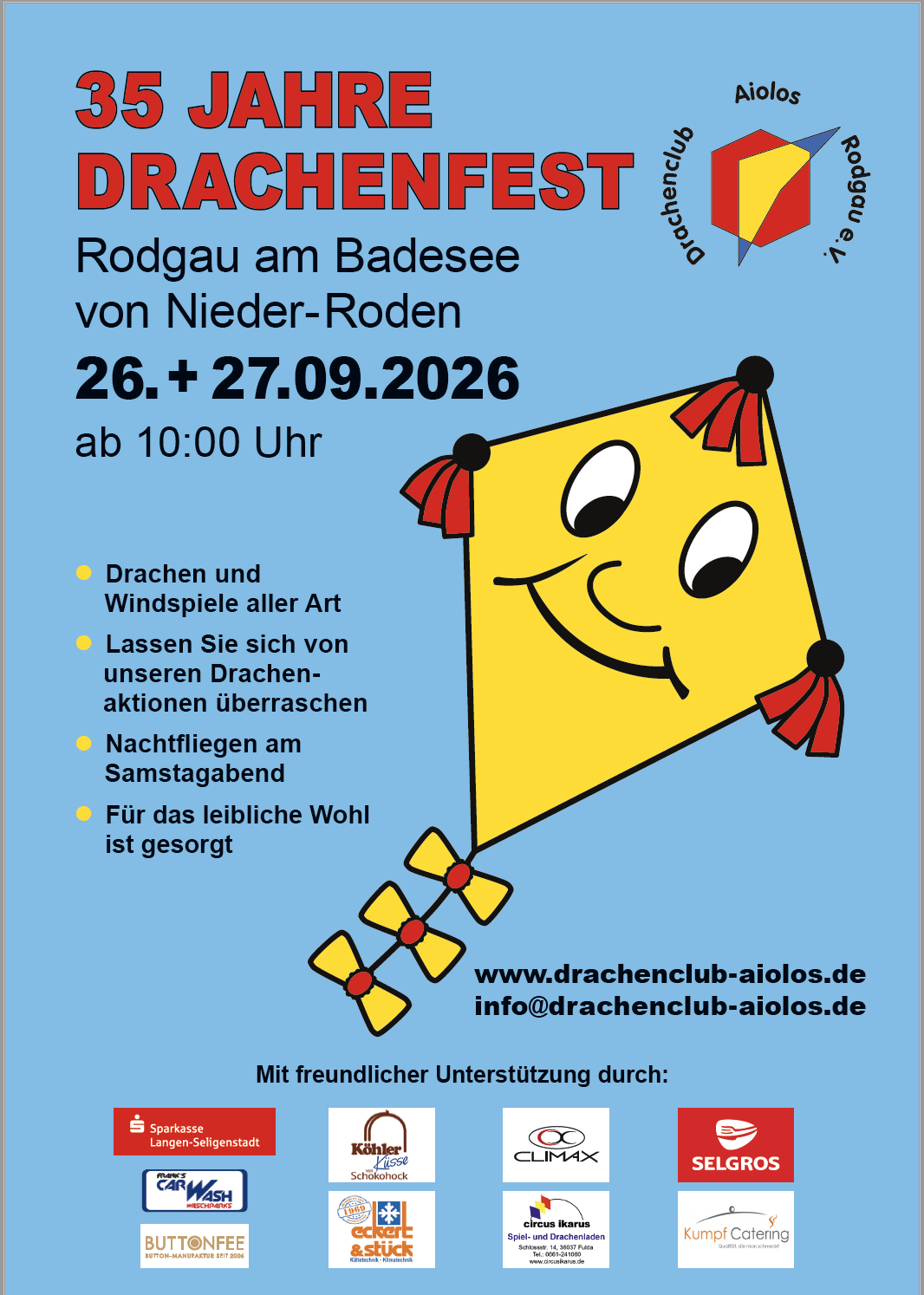 Mehr über den Artikel erfahren 35. Familiendrachenfest vom 26.-27.09.2026